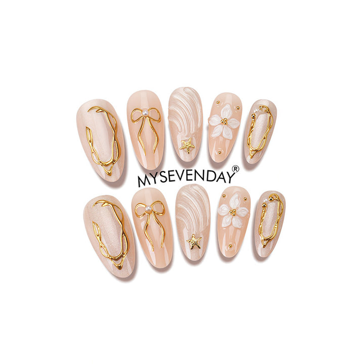 Artistic Press-On Nail Art Set with Decorative Embellishments Stornfield
