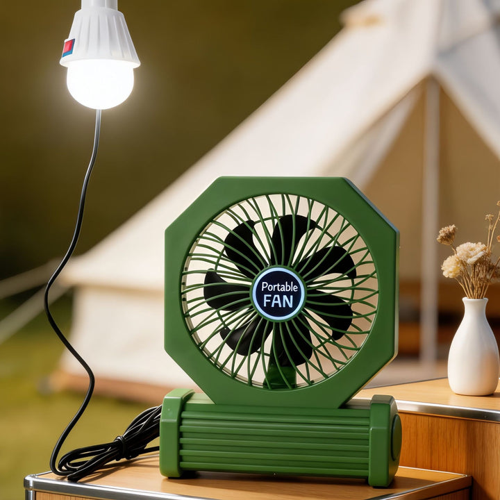 Ladies Portable Table Fan with USB Connection and an Elegant Wooden Base Stornfield