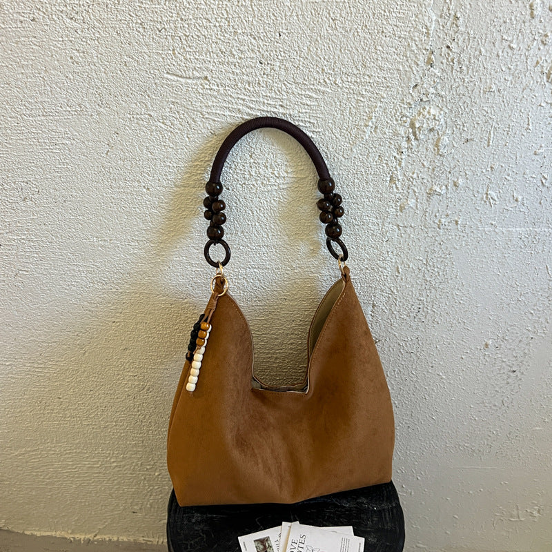 Stylish Hobo Handbag with Beaded Strap