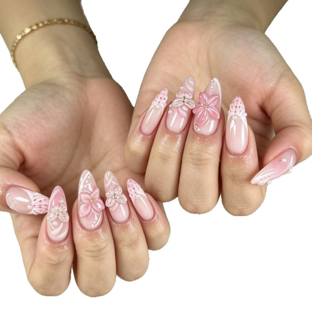 Artificial nails with romantic flower and butterfly accents Stornfield