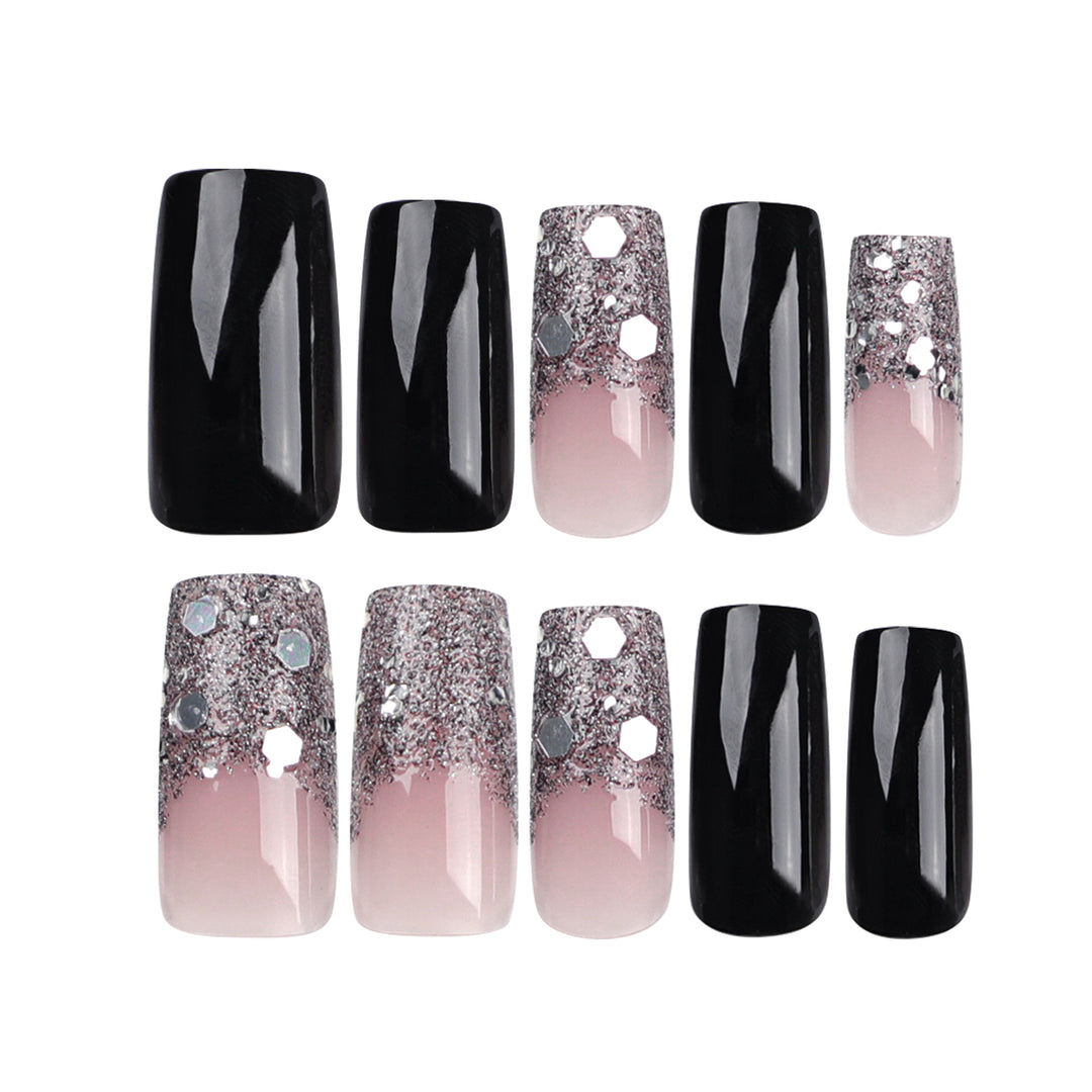 Artistic Acrylic Nails with Glitter Accents Stornfield