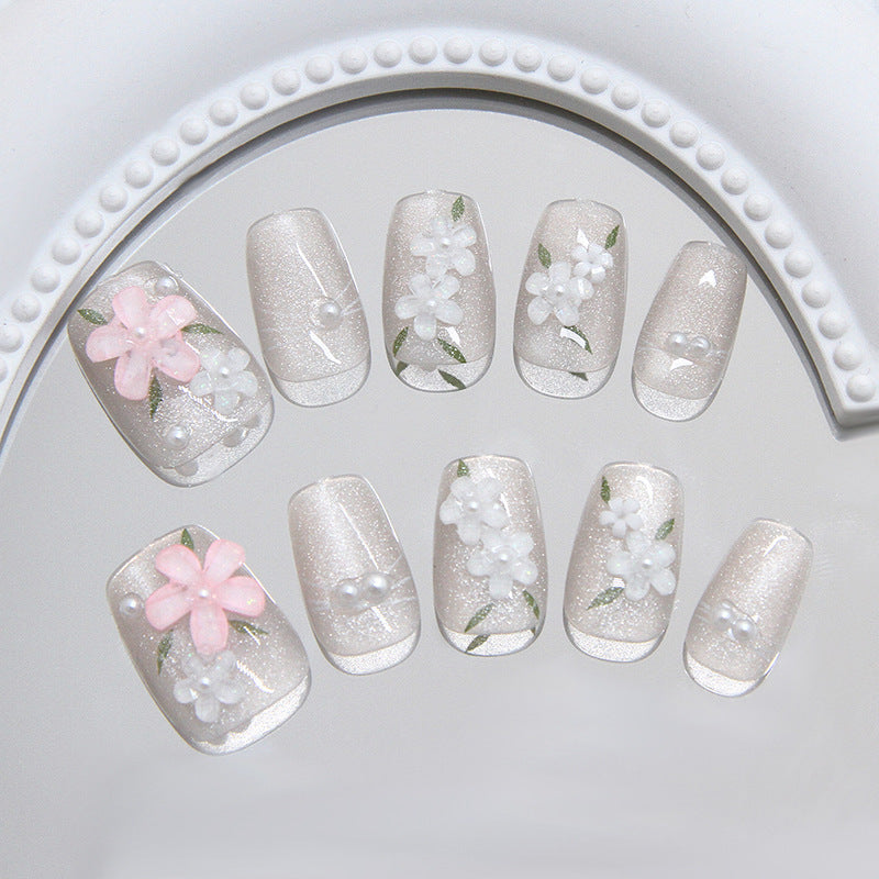 Floral Embellished Press-On Nail Art Stornfield