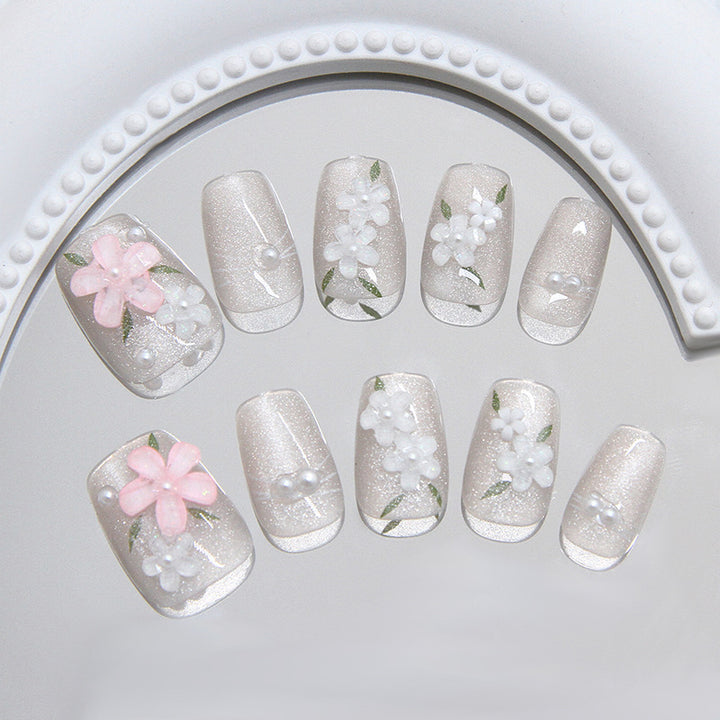 Floral Embellished Press-On Nail Art Stornfield