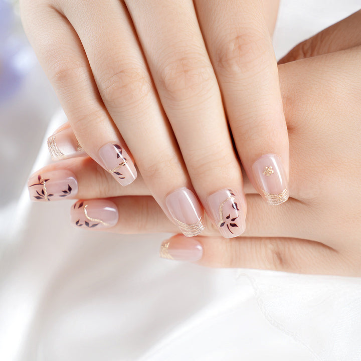 Artistic Press-On Nail Set with Floral Design Stornfield
