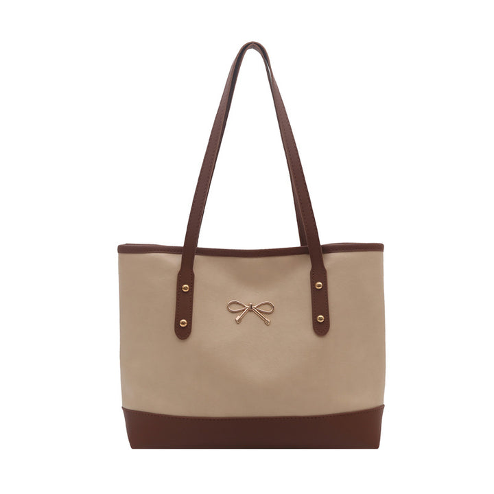 Elegant Faux Leather Tote Bag with Accent Bow