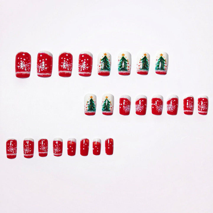Artificial nails with festive Christmas tree motif Stornfield
