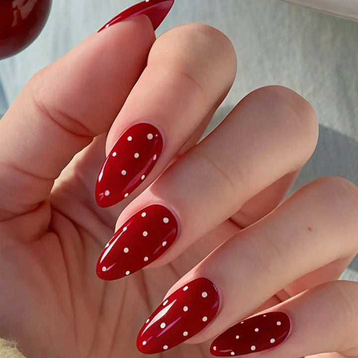 Glossy Polka Dot Stiletto Nail Art Extensions Stornfield