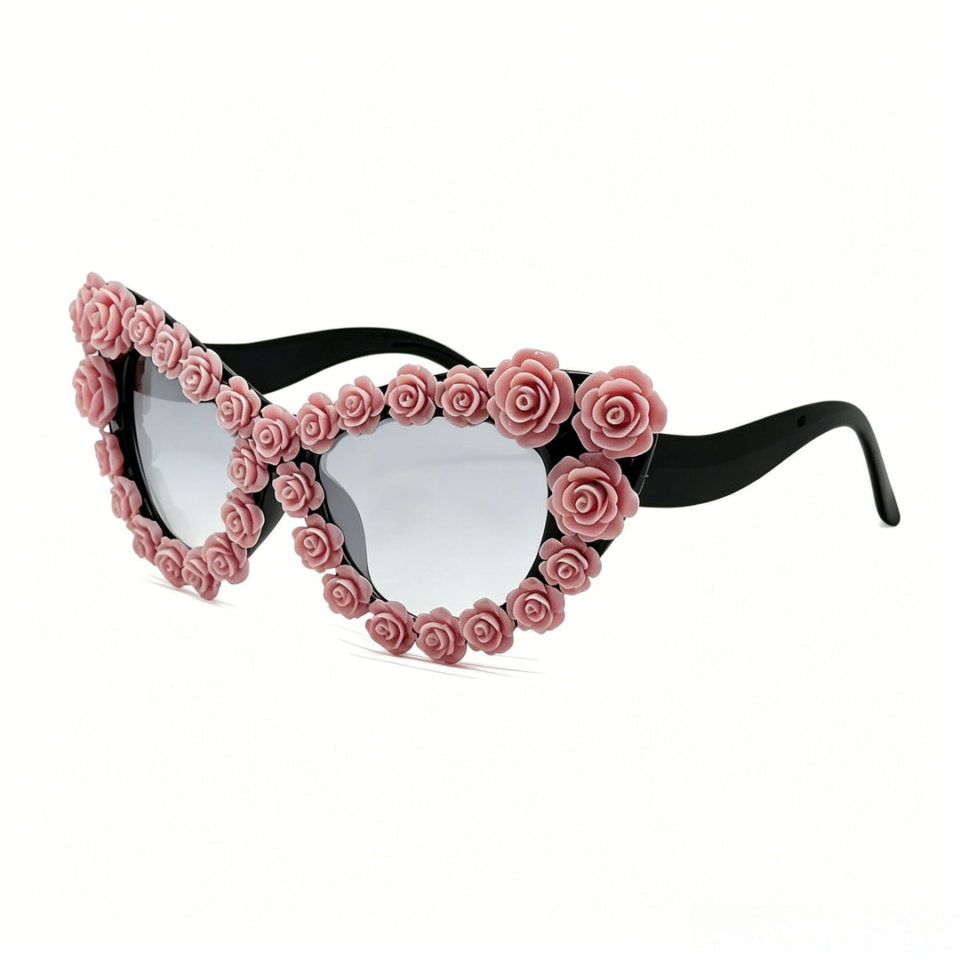 Women's Heart-Shaped Sunglasses with Floral Application Stornfield