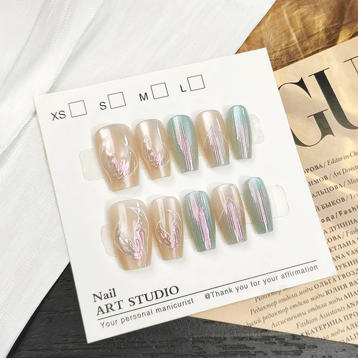 Elegant Artificial Nails with Shimmering Effect Stornfield