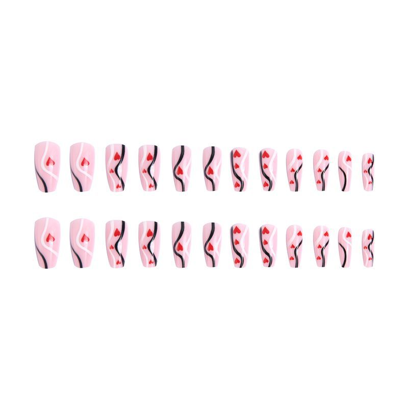 Artificial nails with romantic heart designs and elegant design Stornfield