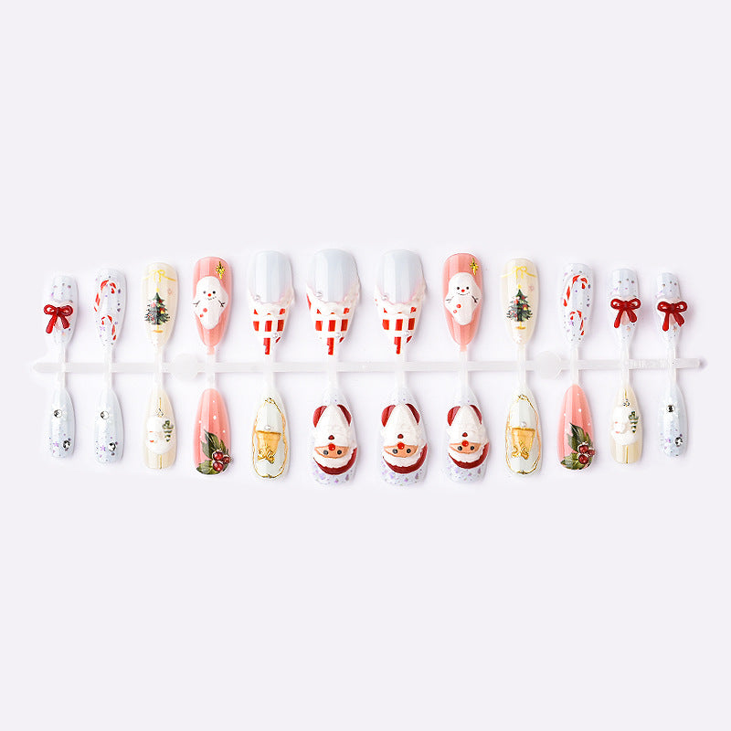 Festive Holiday-Themed Press-On Nail Art Set Stornfield