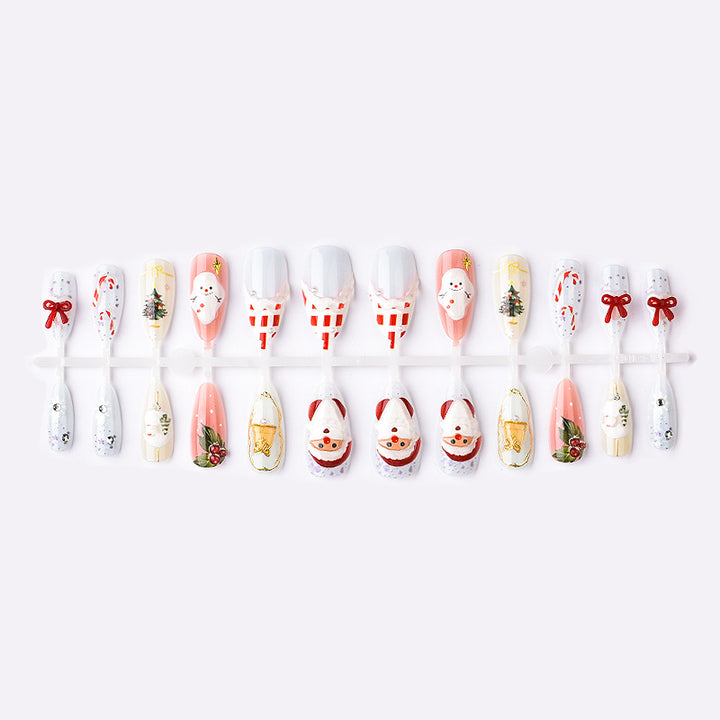 Festive Holiday-Themed Press-On Nail Art Set Stornfield