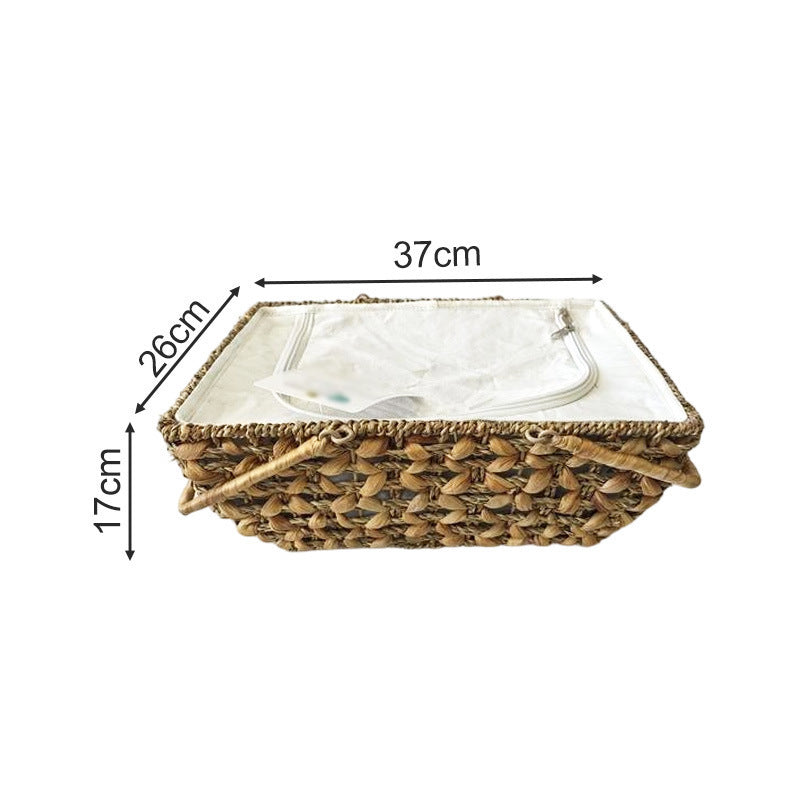 Decorative storage basket with removable cloth lid