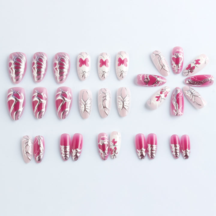 Artistic Butterfly-Themed Press-On Nails Stornfield