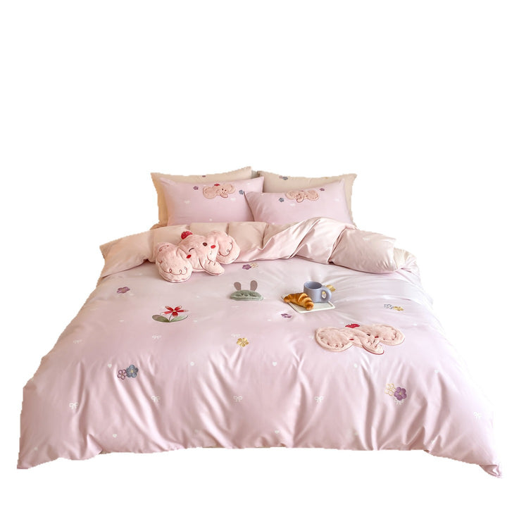 Plush Appliqué Cotton-Sateen Duvet Cover Set with Embroidered Elephant & Floral Details