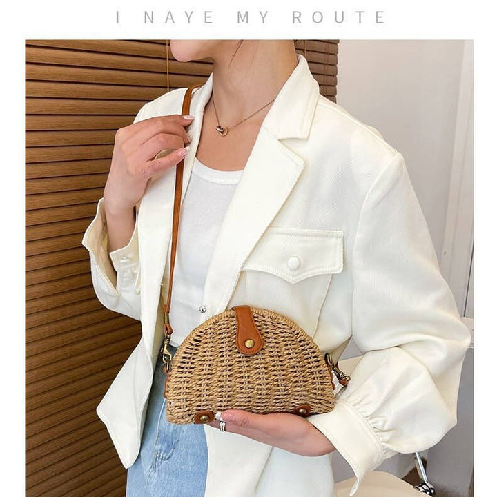 Handcrafted Rattan Bag in Half-Moon Design Stornfield