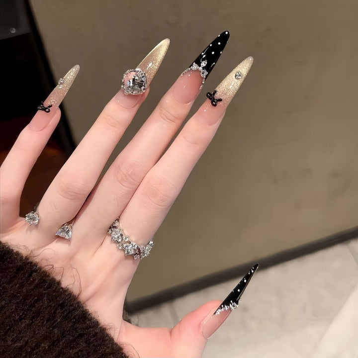 Elegant Crystal-Embellished Stiletto Press-On Nails Stornfield