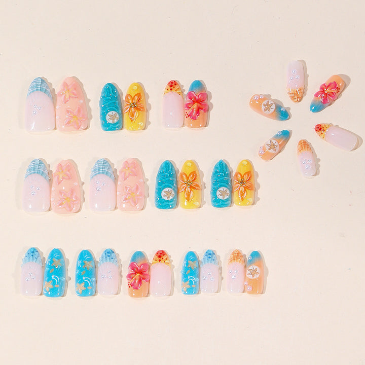 Extravagant Coastal Floral Nail Art Extensions Stornfield