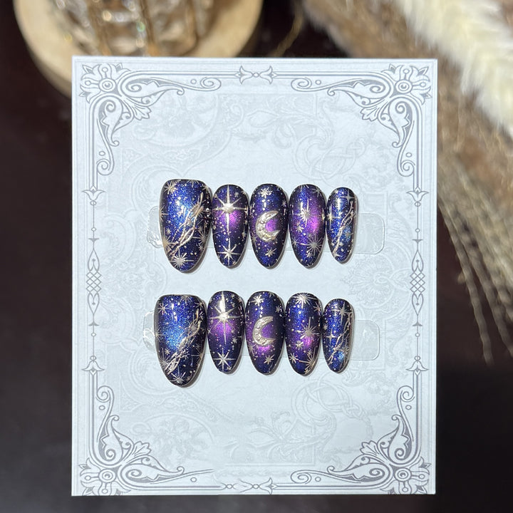 Decorative Press-On Nail Set with Celestial Accents Stornfield