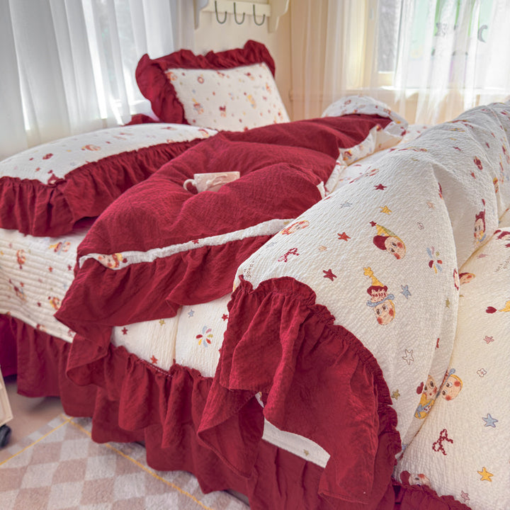 Playful Animal-Themed Ruffled Bedding Set