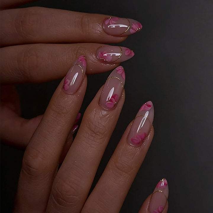 Artificial nails with floral decorations Stornfield