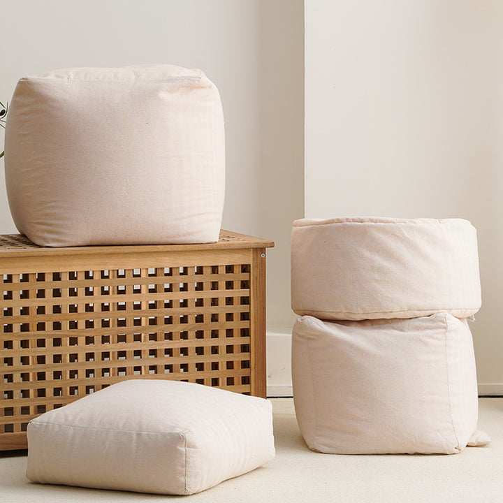 Modular floor cushion and pouf set with water-repellent microfiber cover