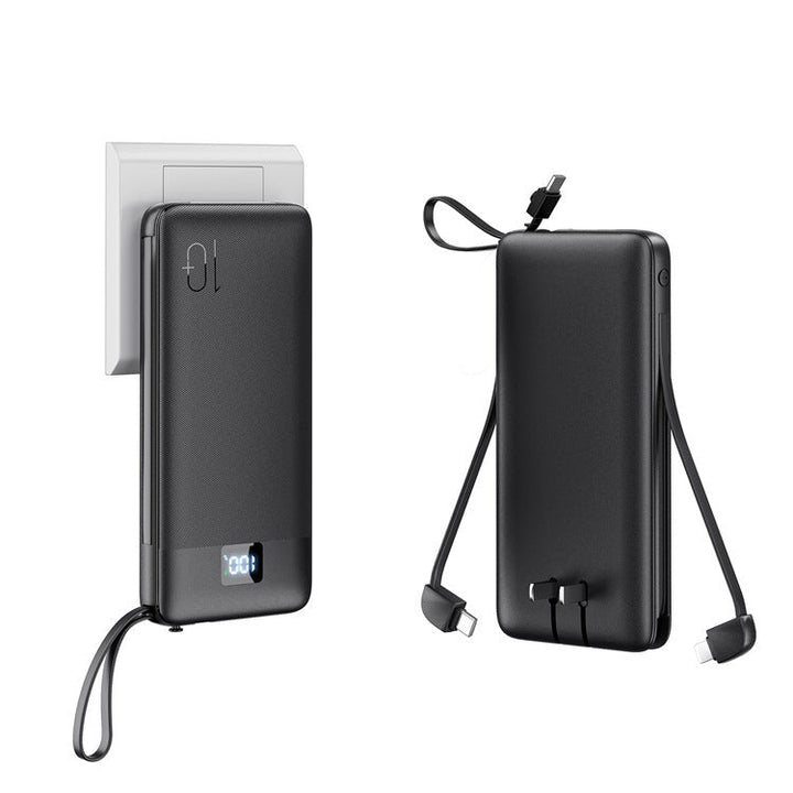 Slim High-capacity portable power bank with integrated charging cables and digital LED display Stornfield