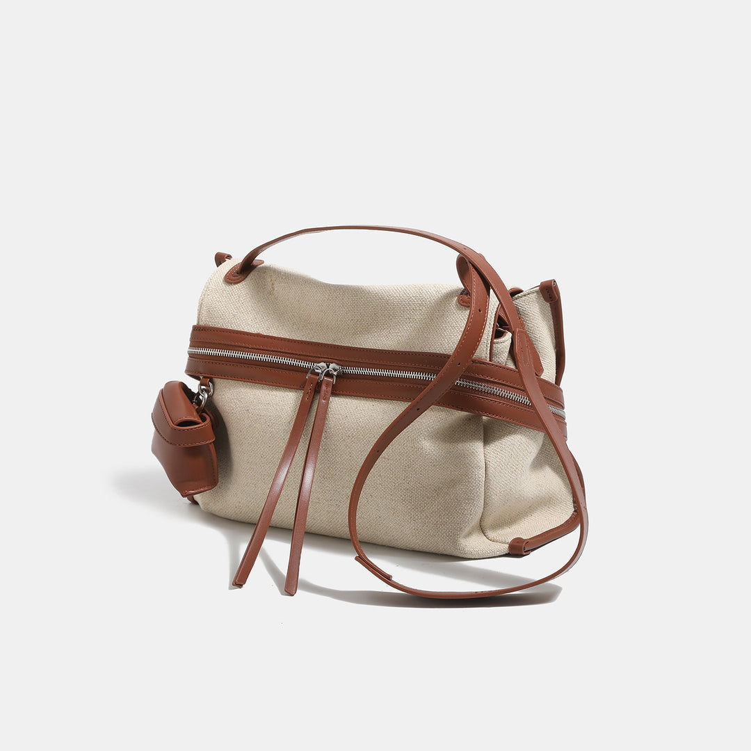 Versatile Canvas Tote Bag with Leather Accents