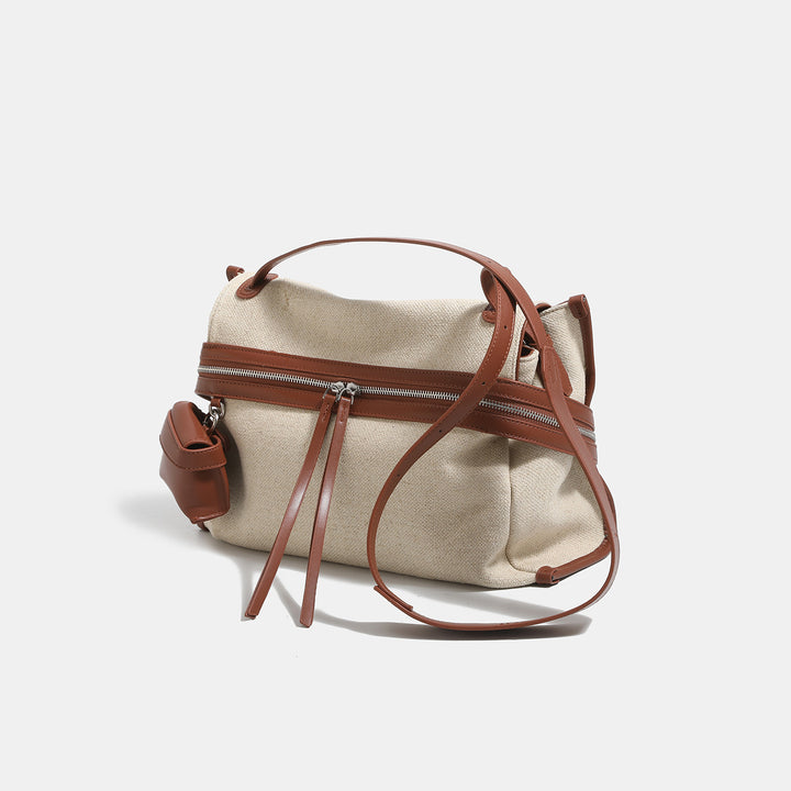 Versatile Canvas Tote Bag with Leather Accents