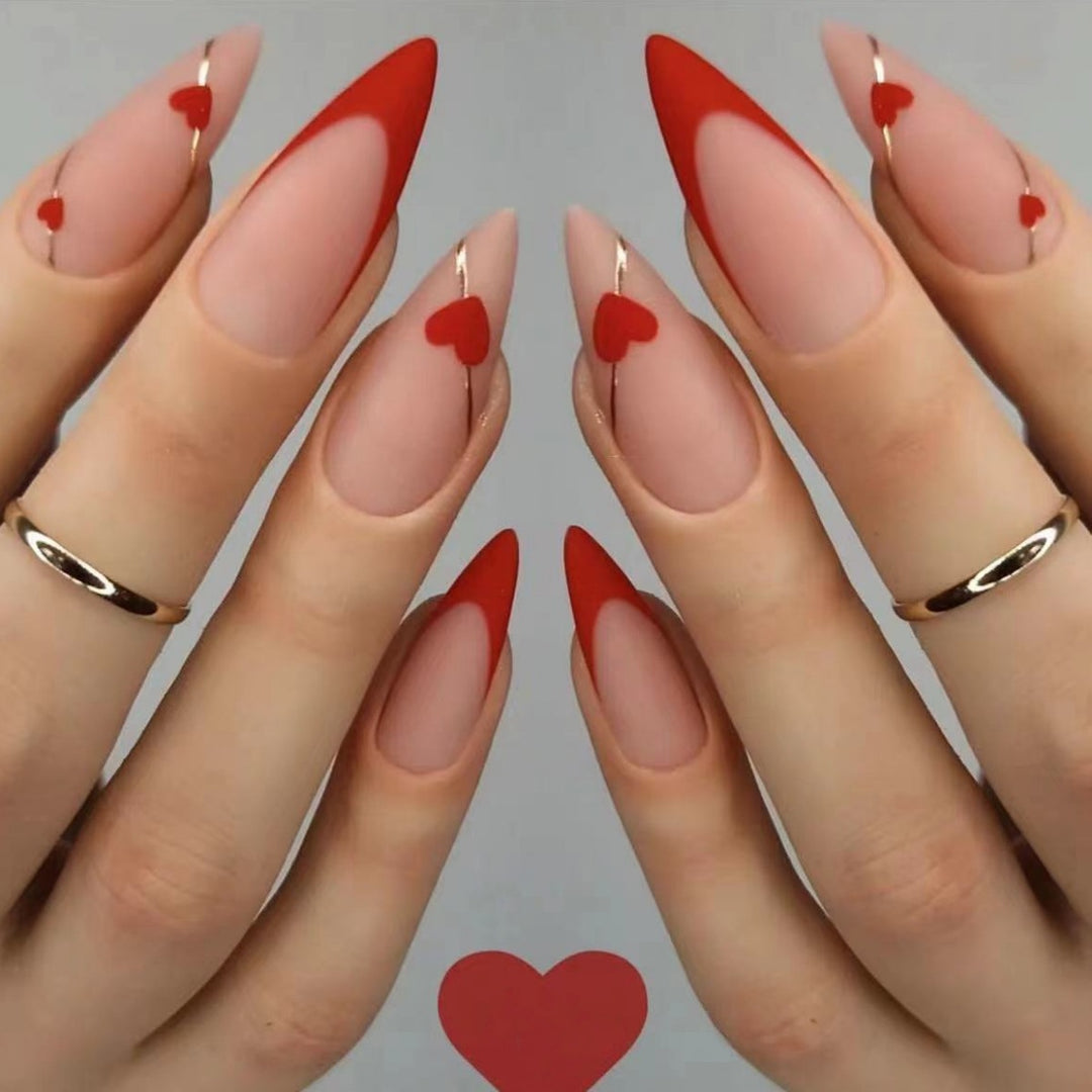 Elegant Heart Design Stiletto Nail Extensions Stornfield
