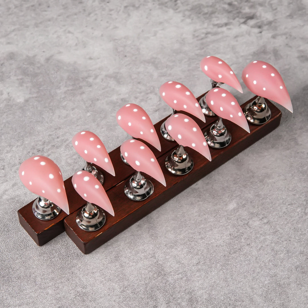 Elegant Stiletto Press-On Nails with Polka Dot Design
