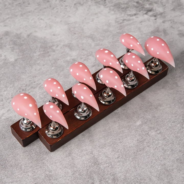 Elegant Stiletto Press-On Nails with Polka Dot Design