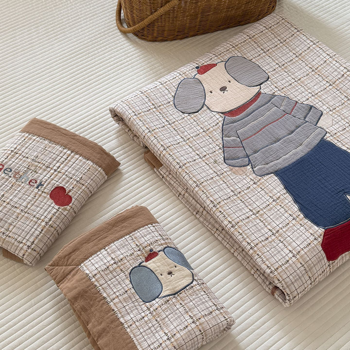 Quilted Bunny Applique Comforter and Pillowcase Set