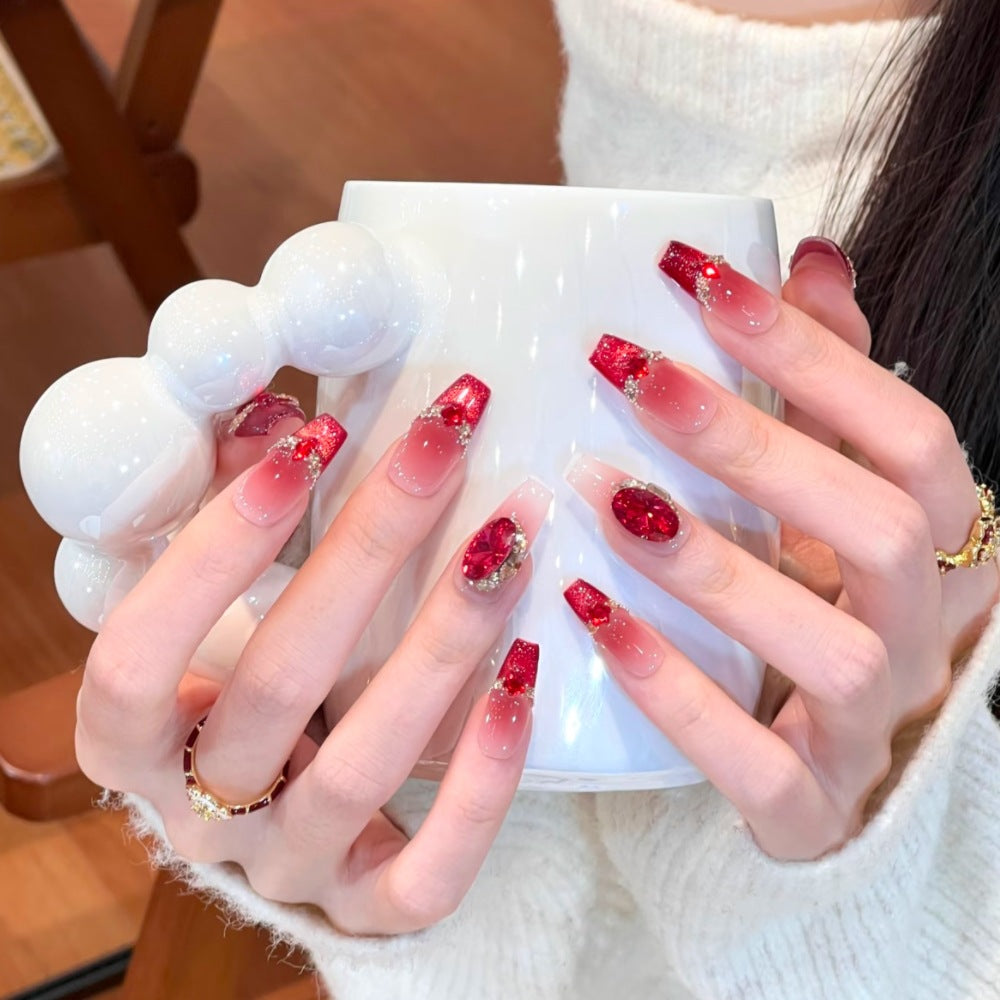 Glamorous Press-On Nail Art Set with Rhinestone Accents Stornfield