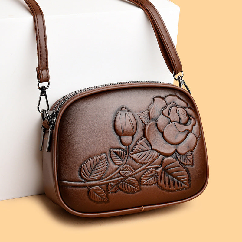 Floral Embossed Crossbody Bag