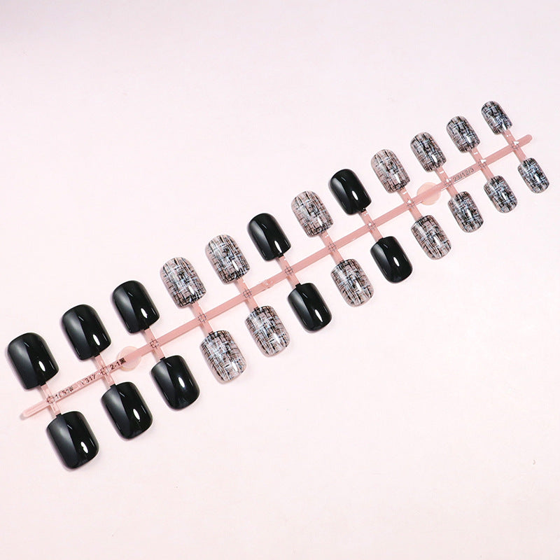 Glossy Artistic Press-On Nail Set with Abstract Design Stornfield