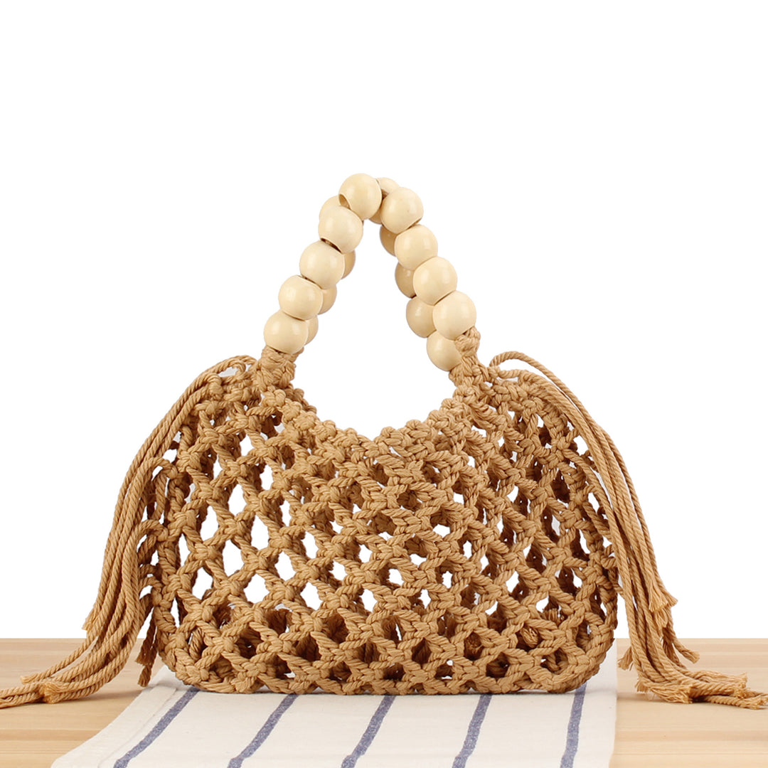 Handmade Macrame Bag with Wooden Handles Stornfield