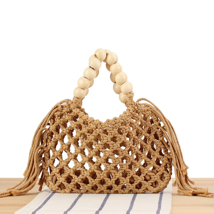 Handmade Macrame Bag with Wooden Handles Stornfield