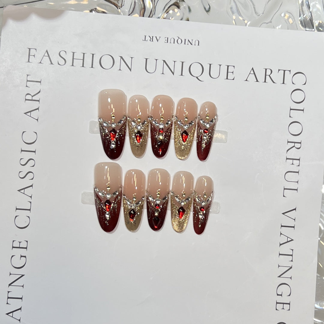 Artistic Press-On Nail Set with Elegant Floral Design Stornfield