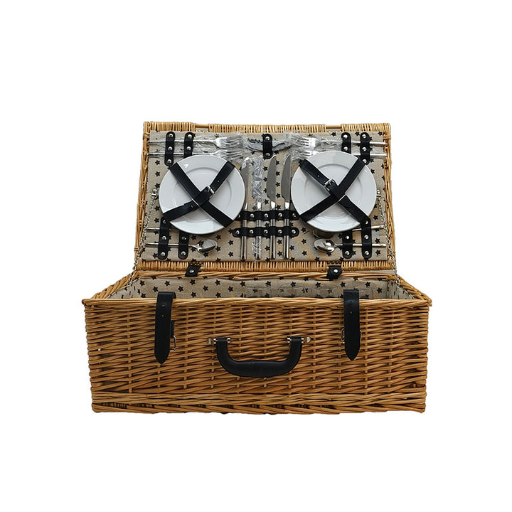 Women's picnic basket with integrated dish set and stylish accessories Stornfield