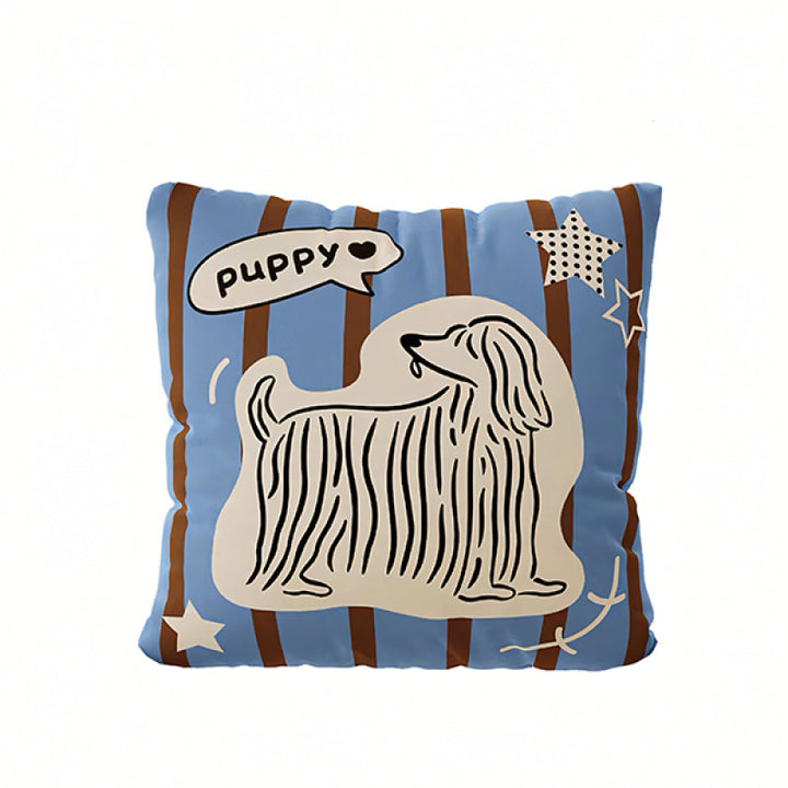 Playful Puppy-Themed Decorative Cushion
