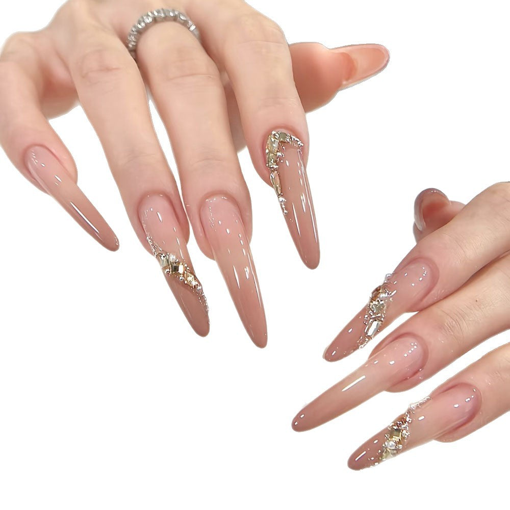 Glamorous Press-On Nail Set with Elegant Crystal Accents Stornfield