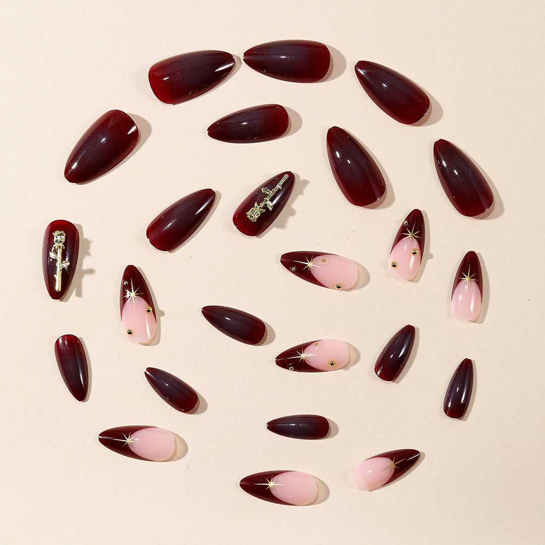 Stiletto Nail Art Extensions with Gold Accents Stornfield