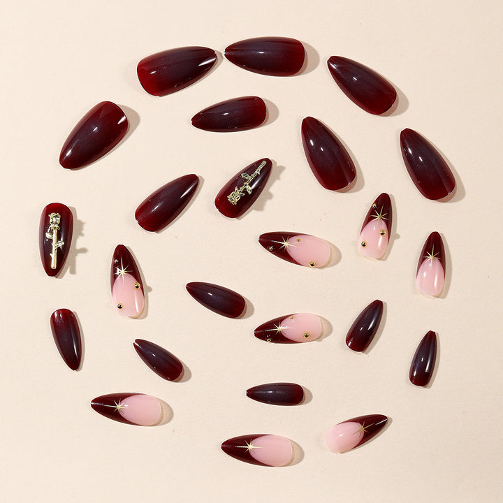 Stiletto Nail Art Extensions with Gold Accents Stornfield