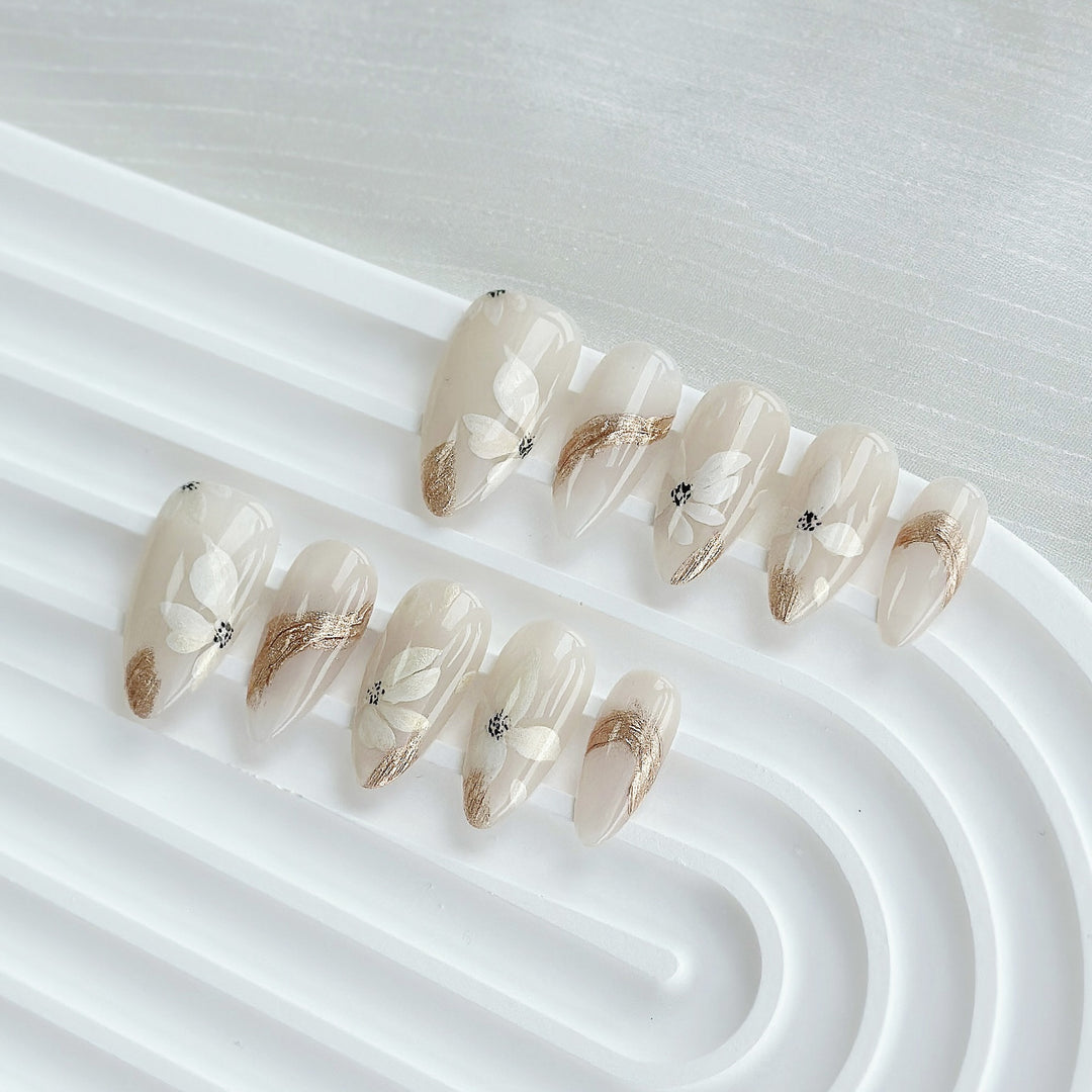 Premium Decorative Floral Press-On Nails