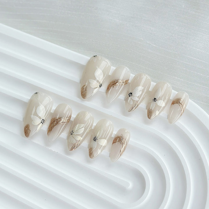 Premium Decorative Floral Press-On Nails