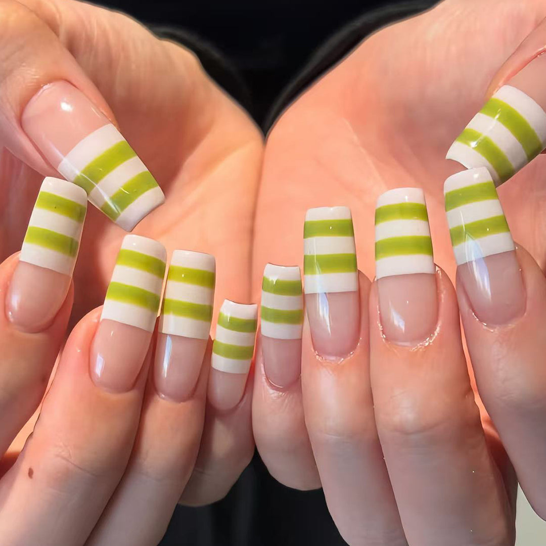 Fashionable artificial nails with contemporary stripe pattern Stornfield