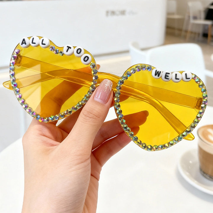 Heart-Shaped Rhinestone-Embellished Sunglasses Stornfield 1787141205