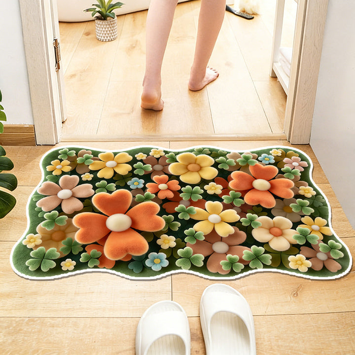 Floral-Themed Waterproof Area Rug