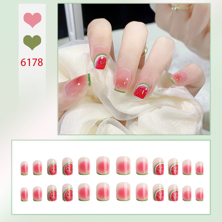 Creative acrylic nail set with watermelon pattern Stornfield